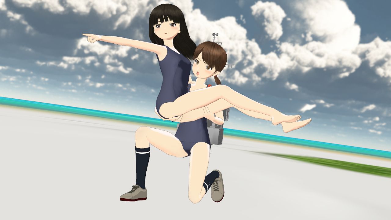 吹雪白雪初雪深雪の単縦陣で外部親とボーン追従カメラのテスト ねこさんなのでした